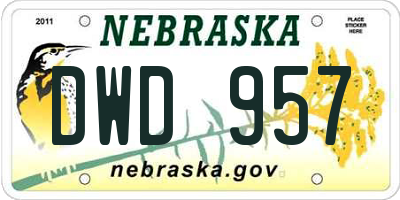 NE license plate DWD957