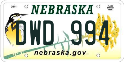 NE license plate DWD994