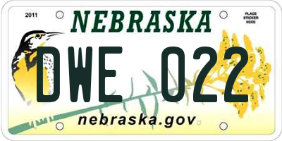 NE license plate DWE022