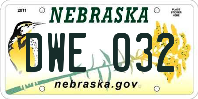 NE license plate DWE032