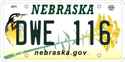 NE license plate DWE116