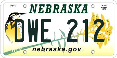 NE license plate DWE212