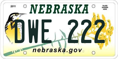 NE license plate DWE222