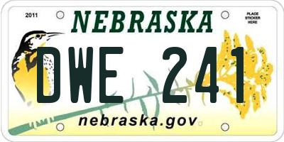 NE license plate DWE241
