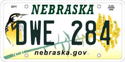 NE license plate DWE284
