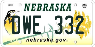 NE license plate DWE332