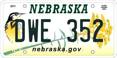 NE license plate DWE352