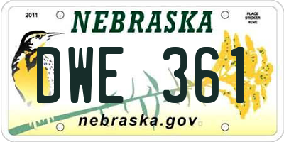 NE license plate DWE361