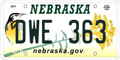 NE license plate DWE363