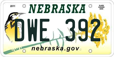 NE license plate DWE392