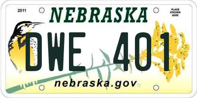NE license plate DWE401