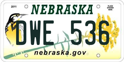 NE license plate DWE536