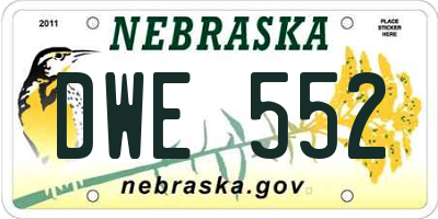 NE license plate DWE552