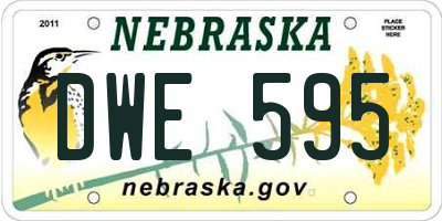NE license plate DWE595