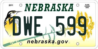 NE license plate DWE599