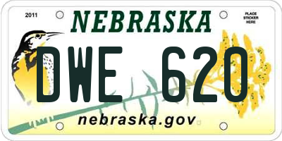 NE license plate DWE620