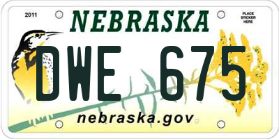 NE license plate DWE675