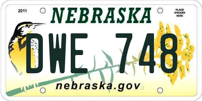 NE license plate DWE748