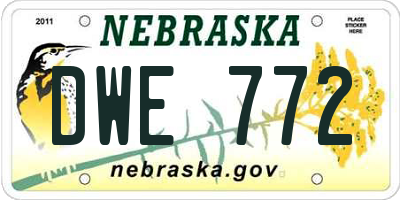 NE license plate DWE772