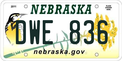 NE license plate DWE836