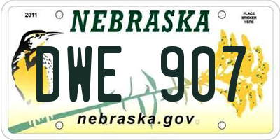 NE license plate DWE907