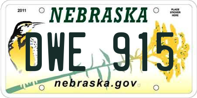 NE license plate DWE915