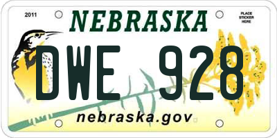 NE license plate DWE928