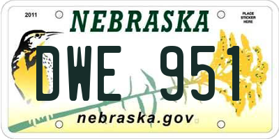 NE license plate DWE951