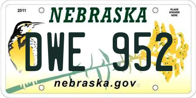 NE license plate DWE952