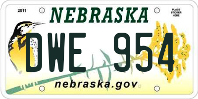 NE license plate DWE954