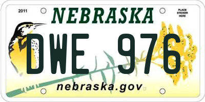 NE license plate DWE976
