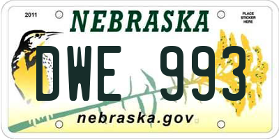 NE license plate DWE993