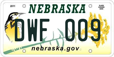 NE license plate DWF009