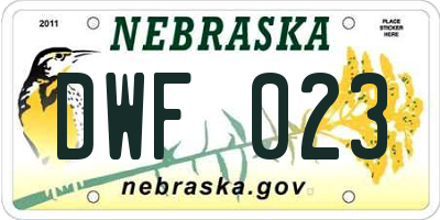 NE license plate DWF023