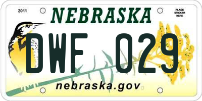 NE license plate DWF029