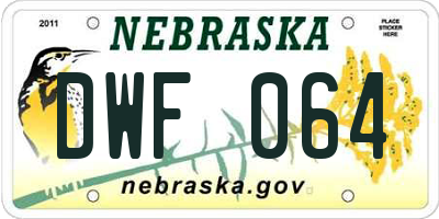 NE license plate DWF064