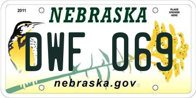 NE license plate DWF069
