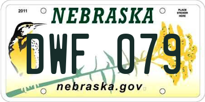 NE license plate DWF079
