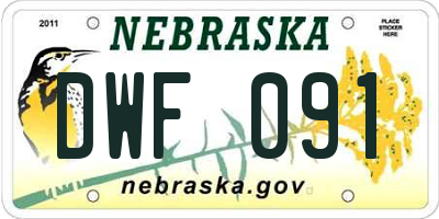 NE license plate DWF091
