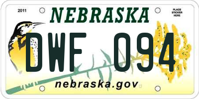 NE license plate DWF094