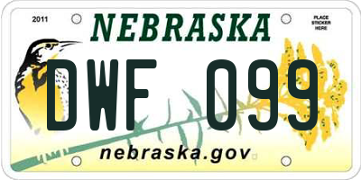 NE license plate DWF099