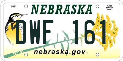 NE license plate DWF161