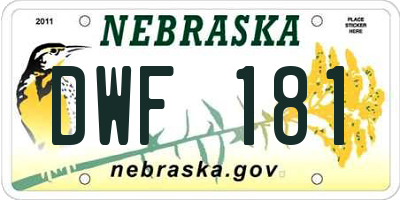 NE license plate DWF181