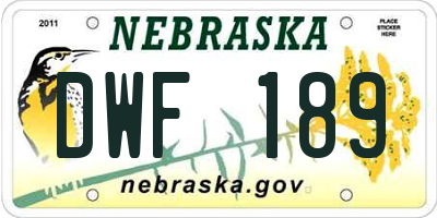 NE license plate DWF189