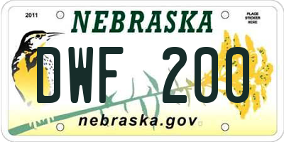 NE license plate DWF200