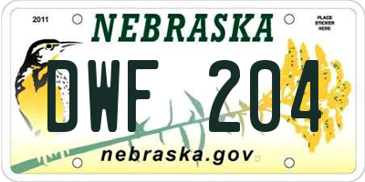NE license plate DWF204
