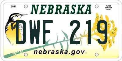 NE license plate DWF219