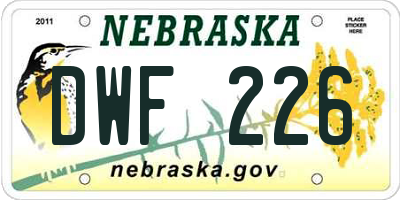 NE license plate DWF226