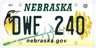 NE license plate DWF240