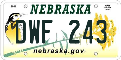 NE license plate DWF243
